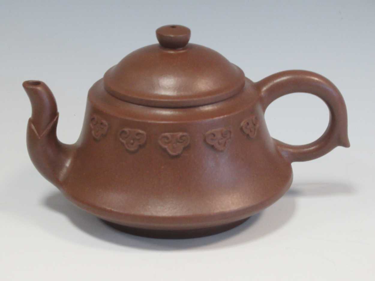 Yixing teapot, brown in colour with lid, 11cm tall