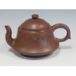 Yixing teapot, brown in colour with lid, 11cm tall