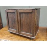 An 18th century and later oak two door spice cabinet, 40 x 47 x 26cm