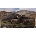 Edward R. Breach (fl.1868-1886) Highland scene with cattle signed and dated lower centre 'E R Breach