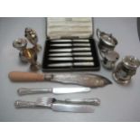 A collection of silverware including flatware, condiments, etc 24.4ozt weighable silver