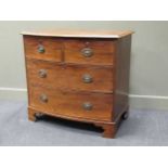 A 19th century mahogany bow front chest of two short over two long drawers, 88 x 94 x 57cm