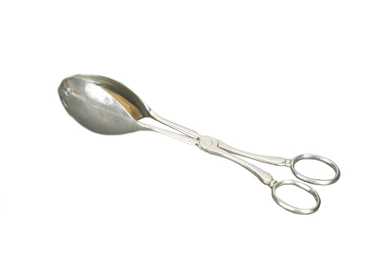 A pair of Edward VIII silver salad tongs, in Cheffins Fine Art