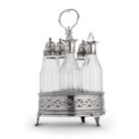 A George III 18th century silver table cruet set and stand by the Batemans,