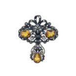 A Victorian citrine and diamond brooch/pendant,