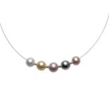 A multicolour south sea and freshwater cultured pearl wire necklace,