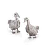 A brace of mid 20th century German metalwares silver ducks,