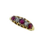 An 18ct gold ruby and diamond ring,