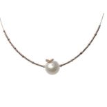 A south sea cultured pearl wire necklace,