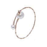 A south sea and akoya cultured pearl bangle,