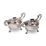 A pair of George II silver sauce boats,