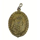 Charles II Coronation 1661, rare silver gilt oval badge after a medal design by Thomas Simon,