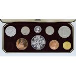 Queen Elizabeth II, 1953 Coronation Specimen Proof Coin Set, 9 (of 10) coins in fitted case, lacking