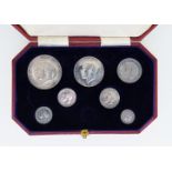 George V 1911 Specimen 7 (of 8) coin set in fitted case, smallest coin mising, good tone