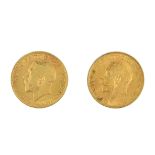 Two George V gold sovereigns, 1911 and 1912 (2)