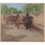 James McLaren, Modern British Horse and cart pastel signed 'James McLaren' (lower left) 35 x 40cm