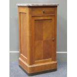 A 20th century marble topped pedestal cupboard, 81 x 40 x 37cm