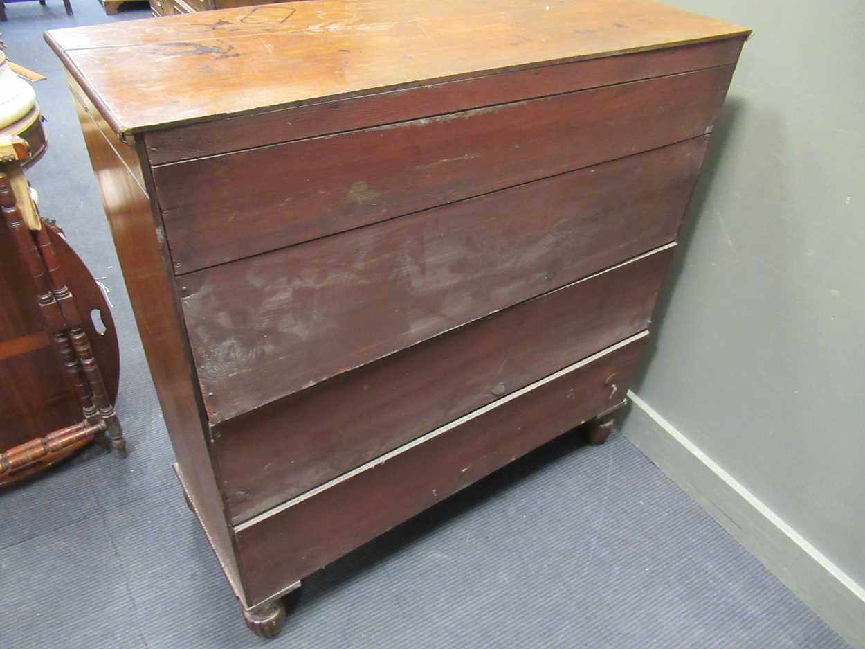 A Victorian bow fronted chest of drawers, with two short over three graduating long drawers, with - Image 3 of 9
