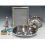 A collection of silver and plated items, to include Georg Jensen metal bowl, together with a