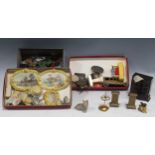A collection of Dolls house furniture and items to include pictures, pewter plates etc.