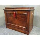 An early Victorian mahogany table top stationary cabinet with fitted interior and key, 48 x 61 x