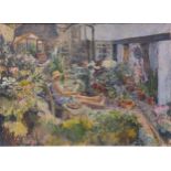 Michael Stone (Modern British), Summer Garden, oil on canvas, 39.5 x 55cm; together with a