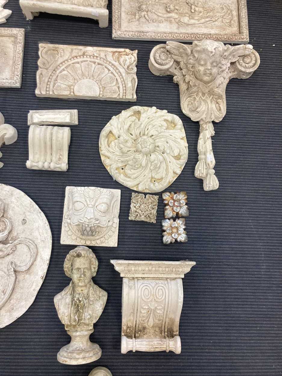 Items of moulded classical architectural items and a bust of Mozart - Image 4 of 4