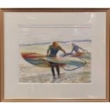 Michael Stone (Modern British), Windsurfers, signed (lower right), watercolour, 36.5 x 46.5cm;