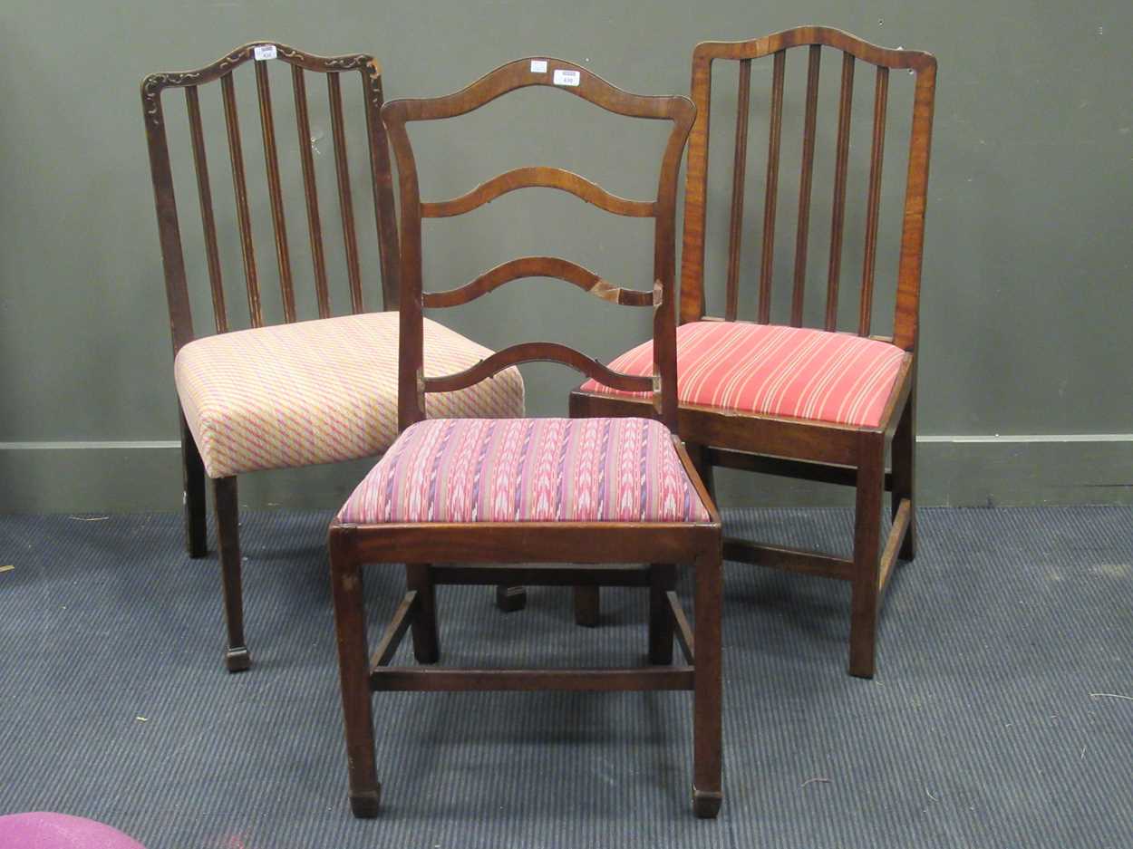 A near pair of chairs with wavy top rail; together with another one of similar style (3)