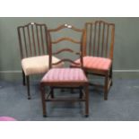 A near pair of chairs with wavy top rail; together with another one of similar style (3)