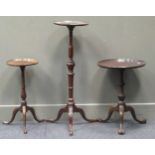 A George III mahogany tilt-top tripod table A/F and two other tripod tables, together with a