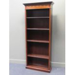 A Georgian style inlaid mahogany full height bookshelf with height adjustable shelves, 210 x 90 x