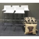 A set of five Jasper Conran bar stools, 92cm high; together with five cushionsScuffing and knocks to