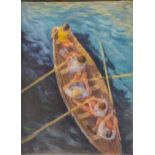 Michael Stone (Modern British)Rowboatingoil on canvas signed with initials55 x 39.5cm