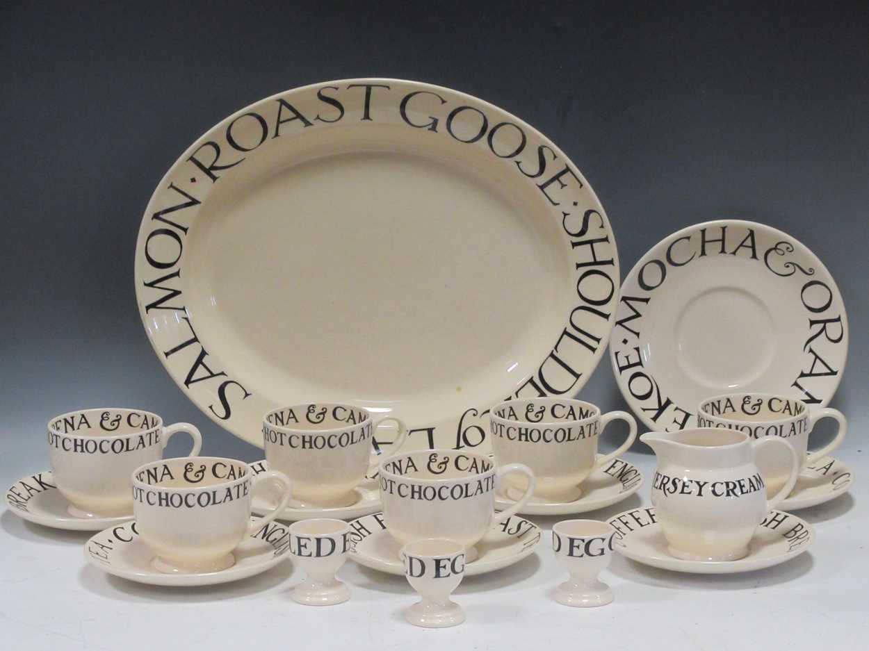 Emma Bridgewater, Black Toast and Marmalade pattern wares, to include 7 saucers and six tea cups,