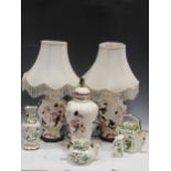 A pair of modern Mason's baluster table lamps and shades, another Mason's lamp and assorted Mason'
