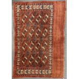 Two tekke turkman torbas and two chuvals, early 20th century 110 x 75cm, 88 x 35cm, 114 x 52cm and