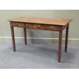 A mahogany side table with two drawers on square legs, 71 x 119 x 53cm