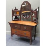 A late Victorian Arts & Crafts dressing chest with ring turned decoration, 152 x 107 x 50.5cm