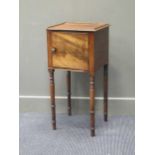 A 19th century mahogany bedside cabinet on ring turned legs, 78 x 37 x 34cm