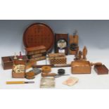 A collection of treen and collectors items including games - bone peg solitaire game and dominoes;