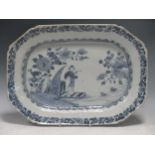 A Chinese export blue and white oval dish 31 x 22xm