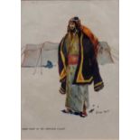 A group of 16 framed colour costume prints of Middle Eastern figures including Palestine