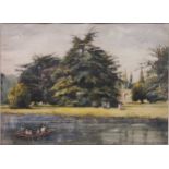 English School, View of Virginia Waters, Surrey, watercolour, 30.5 x 41.5cm; together with Piers