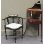 A George III mahogany corner washstand converted to a writing table 106 x 54 x 35.5cm, together with