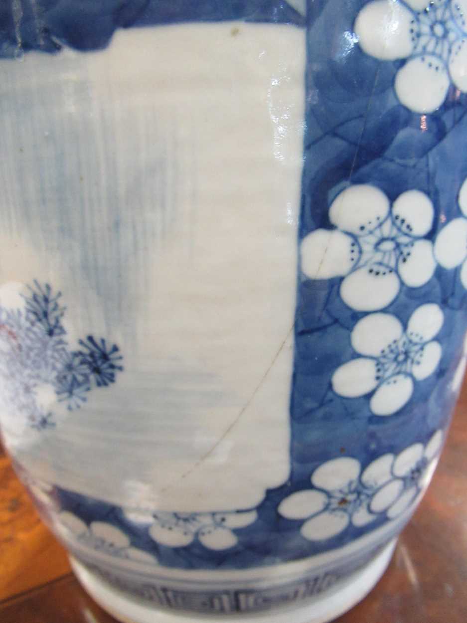 A Chinese blue and white rouleau vase (damaged)Marking and staining to the exterior with some - Image 15 of 18