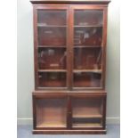 A large Edwardian mahogany glazed bookcase 261 x 151 x 36cmHeavy wear and marking to the top of