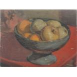 20th Century British SchoolFruit Bowl Still Life,oil on board20 x 27cm