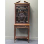 A George III style mahogany blind fret display cabinet circa 1900, 207 x 77 x 42cm