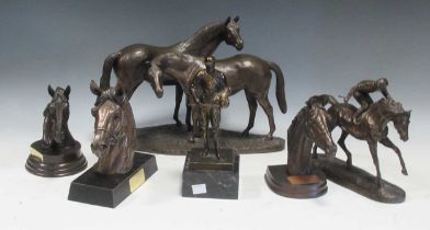 A collection of three model horse heads, 'Southwell Winner 2000', 'Lingfield Park Racecourse